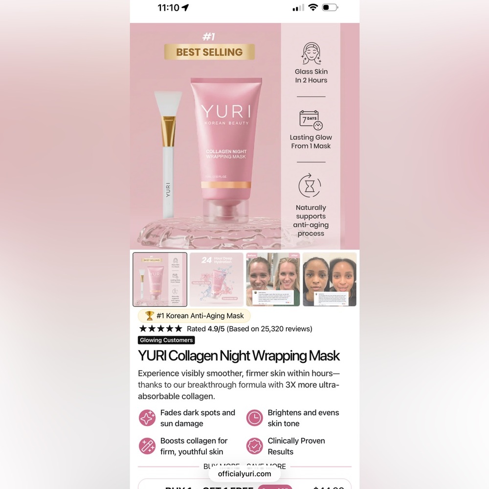 YURI Collagen Night Wrapping Mask